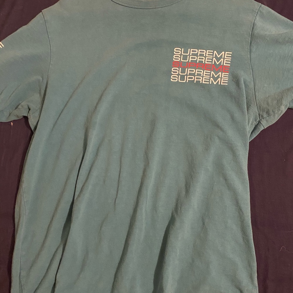 Supreme Stack Logo Tee Dusty Teal SIZE XL